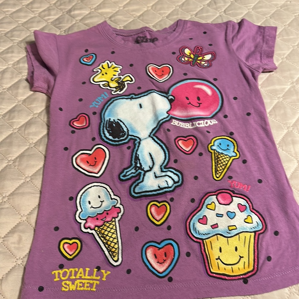 2 tee shirts and pair of shorts shirts are size girls medium. Puma and peanuts. - Picture 5 of 11